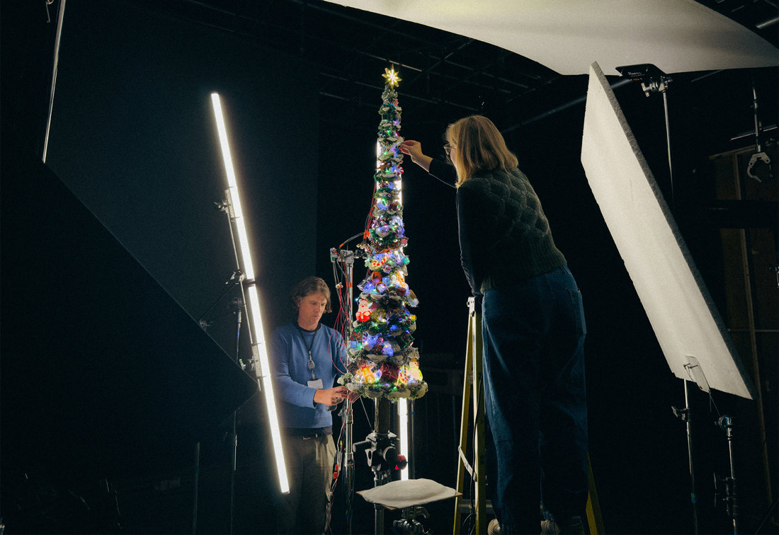 Dressing Wallace's christmas tree prop