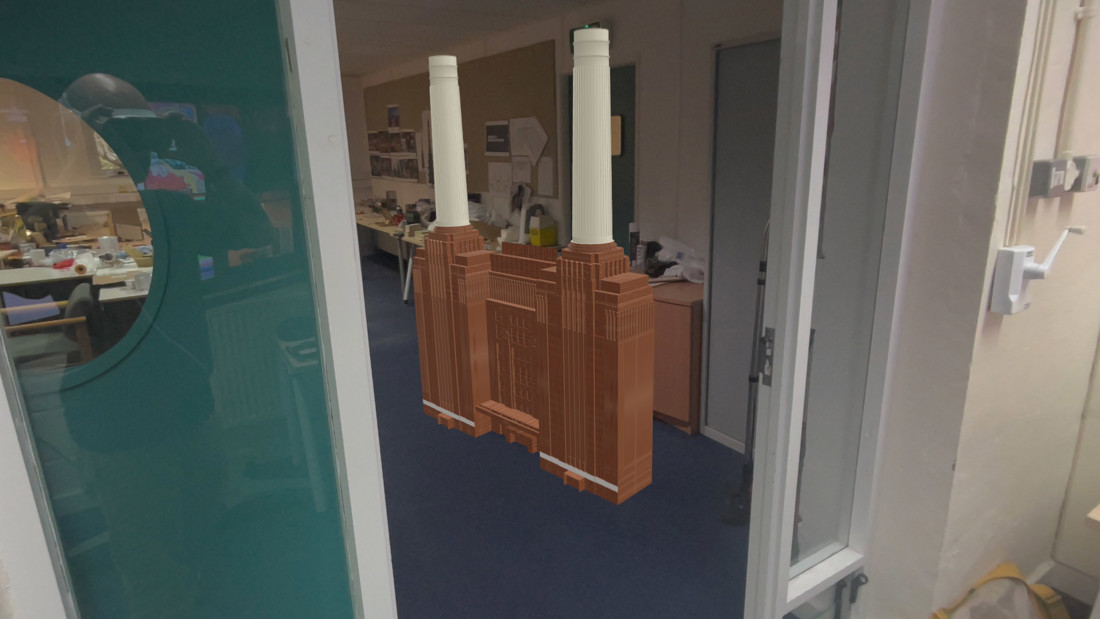 Scale model of Battersea Power Station in Apple Vision Pro