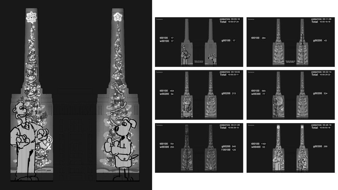Frame grabs from the animatic