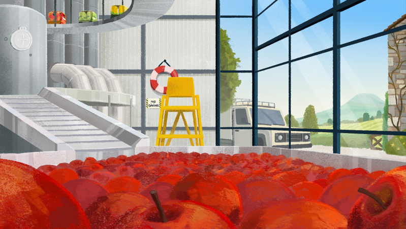 Concept art of washing apples